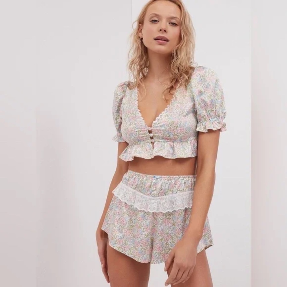 For Love and Lemons Farrah floral crop‎ top Size Small